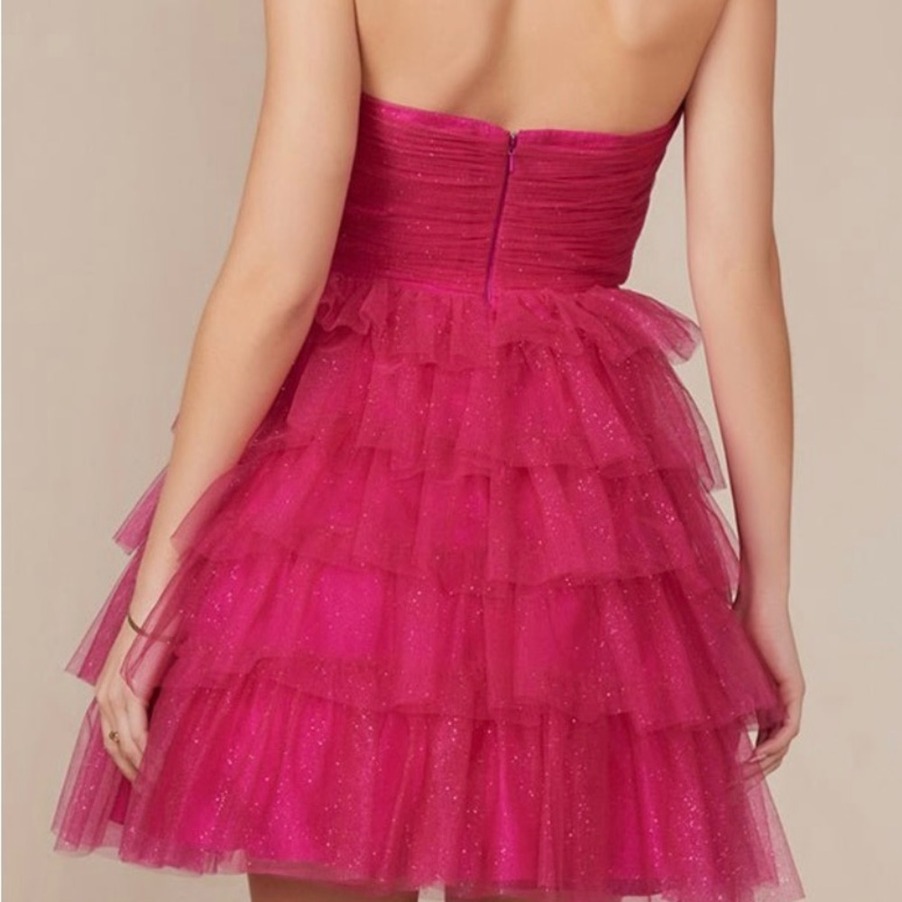 Nox Anabel Pink Strapless Sweetheart Mini Dress for Prom/Bat Mitzvah - Picture 2 of 5